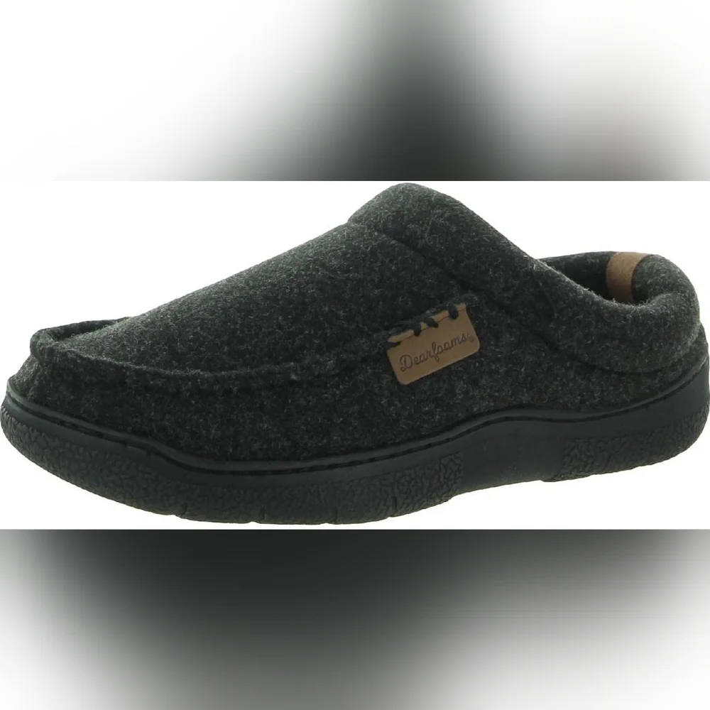NEW!! Dearfoams Men's Clog Style Memory Foam Slippers Wool Blend - Picture 2 of 7